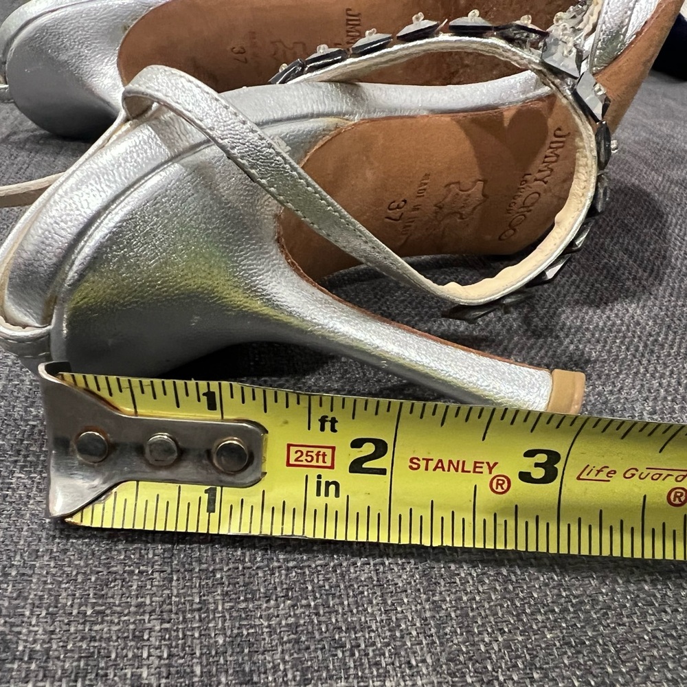 Jimmy Choo Silver t-strap heels with crystals - Picture 6 of 6